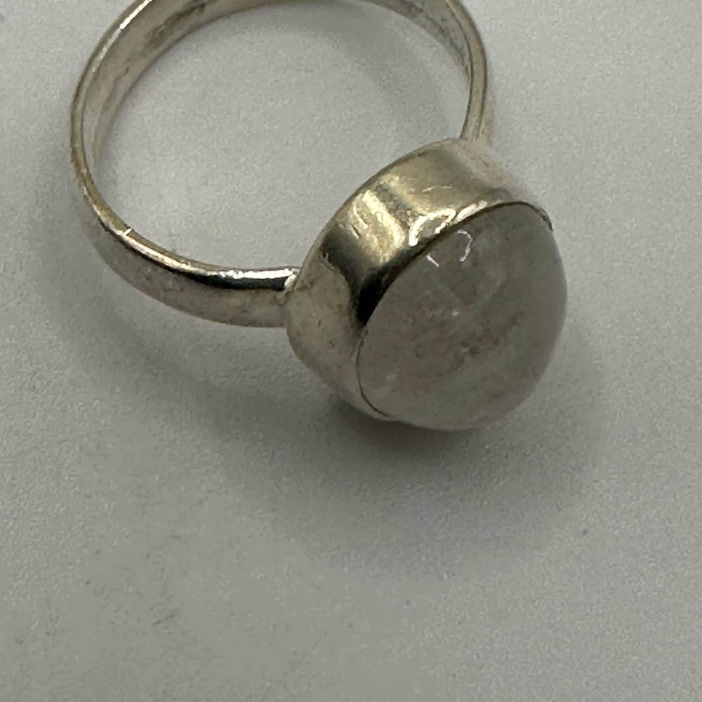 Rainbow Moonstone Translucent Stone Silver Ring - image 3